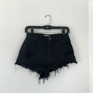 Black Hollister Ripped Denim Shorts